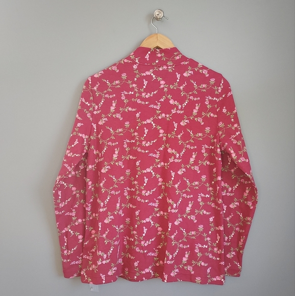 Blair, size M, button Henley, NWOT, 'winterberry' (red floral) - Picture 2 of 6